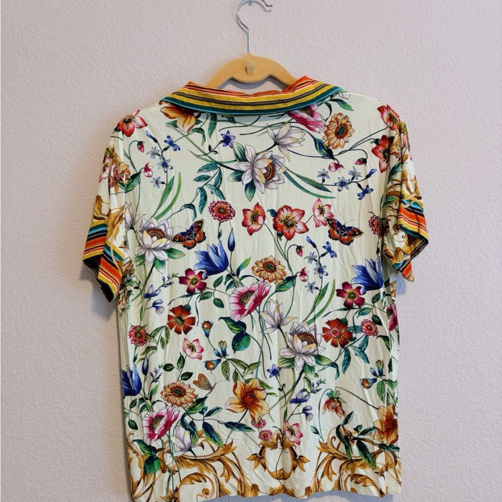 Johnny Was Felix Short Sleeve Polo Tee - Picture 4 of 5